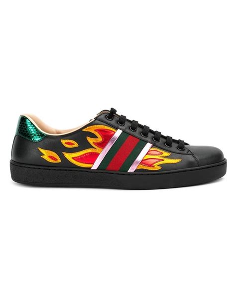 gucci black ophidia crossbodygucci ace sneakers black flame|gucci ace tennis shoes.